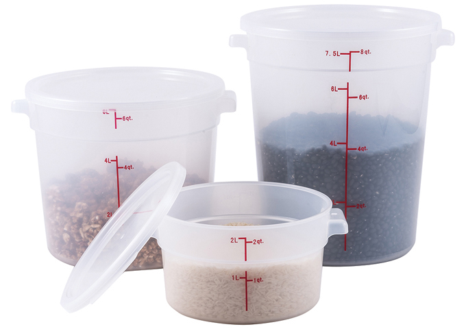 Round Storage Container, Translucent, Polypropylene